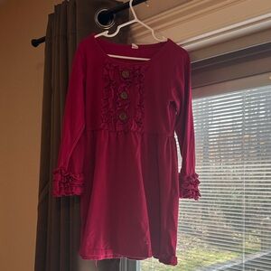 Girls' burgundy Ruffle Dress